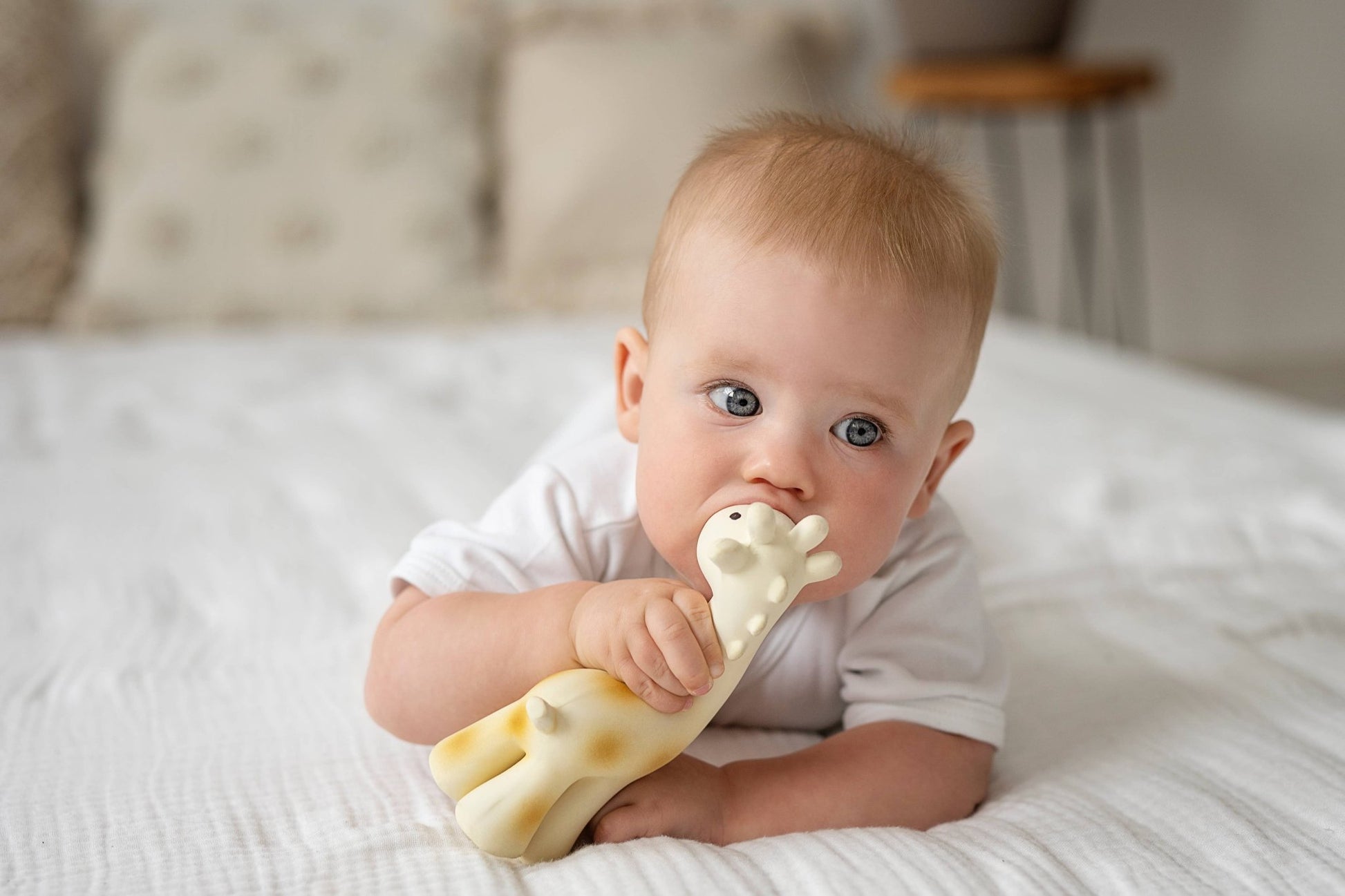 Giraffe Natural Organic Rubber Teether, Rattle & Bath Toy - Tiny Tots Boutique