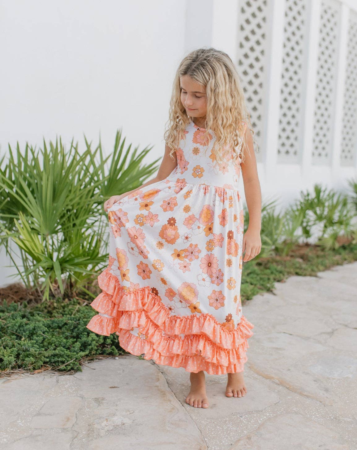 Girls 3 Tiered Terra Cotta Spring Summer Ruffles Dress - Tiny Tots Boutique