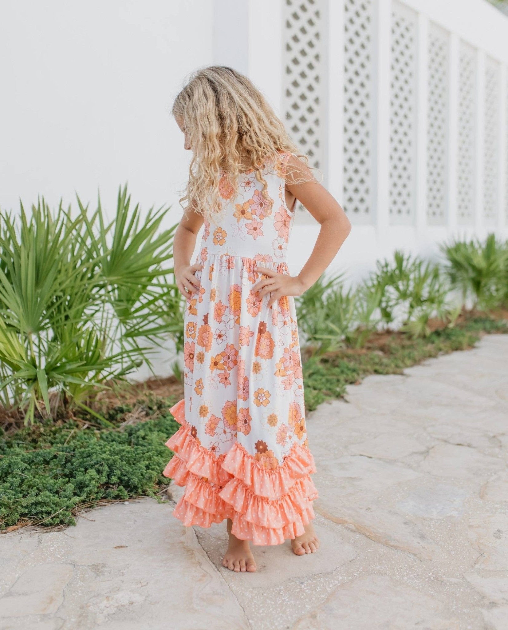 Girls 3 Tiered Terra Cotta Spring Summer Ruffles Dress - Tiny Tots Boutique