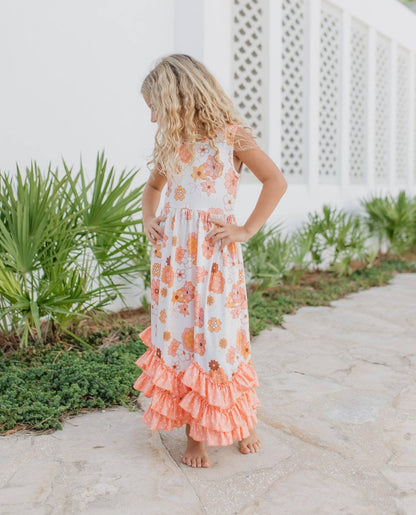 Girls 3 Tiered Terra Cotta Spring Summer Ruffles Dress - Tiny Tots Boutique