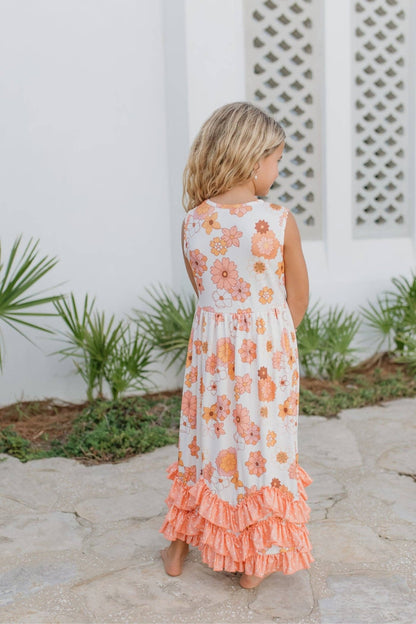 Girls 3 Tiered Terra Cotta Spring Summer Ruffles Dress - Tiny Tots Boutique