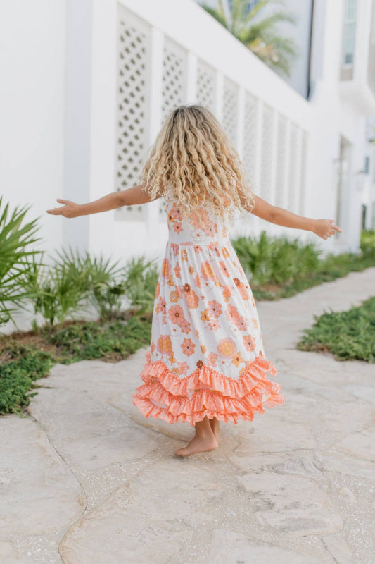 Girls 3 Tiered Terra Cotta Spring Summer Ruffles Dress - Tiny Tots Boutique