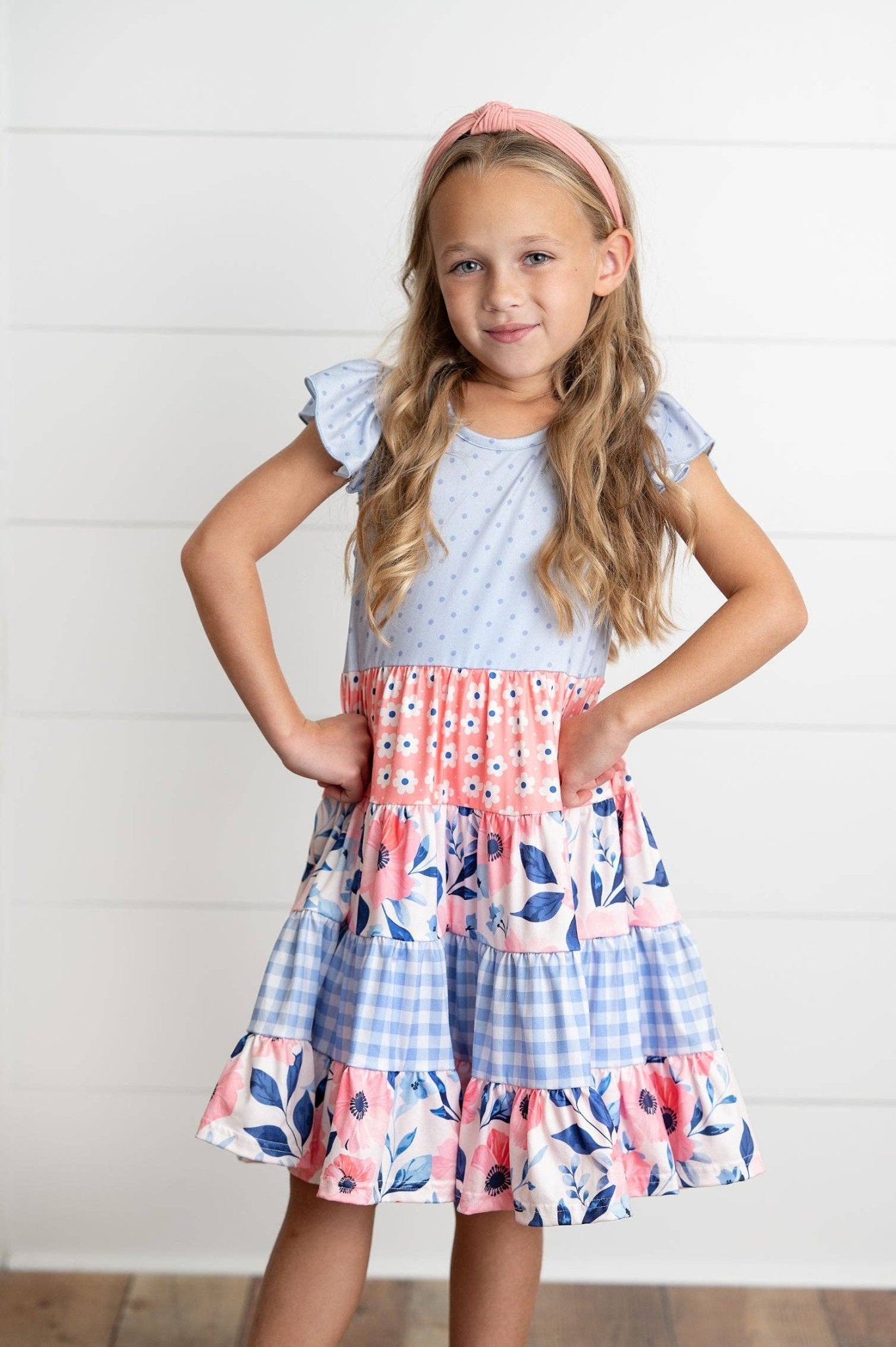 Girls Ava Periwinkle & Blue Ruffle Tiered Easter Dress - Tiny Tots Boutique