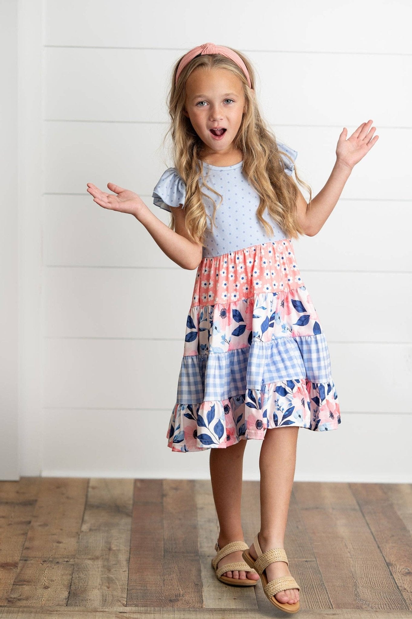 Girls Ava Periwinkle & Blue Ruffle Tiered Easter Dress - Tiny Tots Boutique
