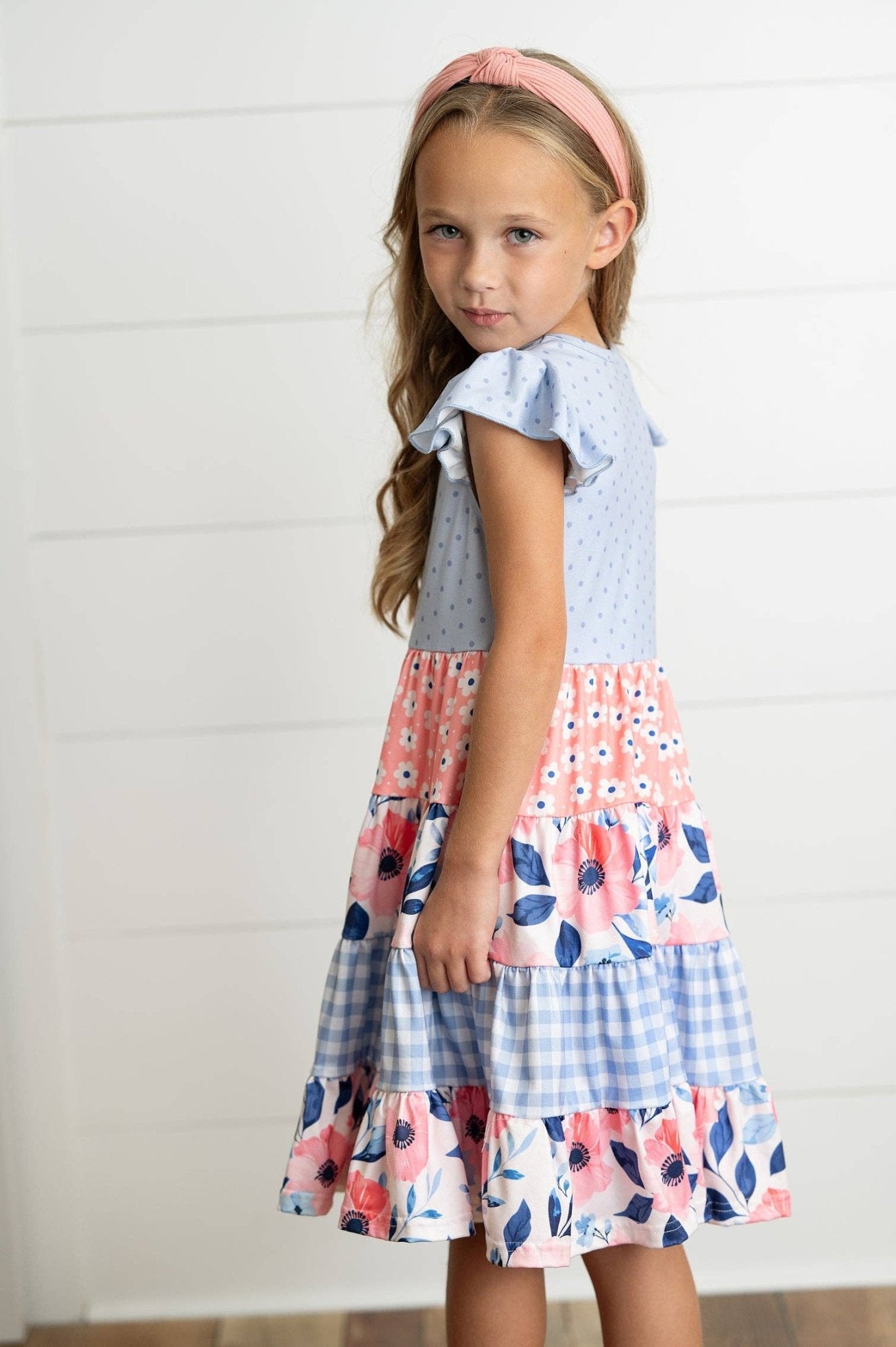 Girls Ava Periwinkle & Blue Ruffle Tiered Easter Dress - Tiny Tots Boutique