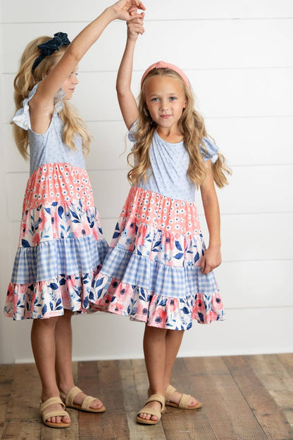 Girls Ava Periwinkle & Blue Ruffle Tiered Easter Dress - Tiny Tots Boutique