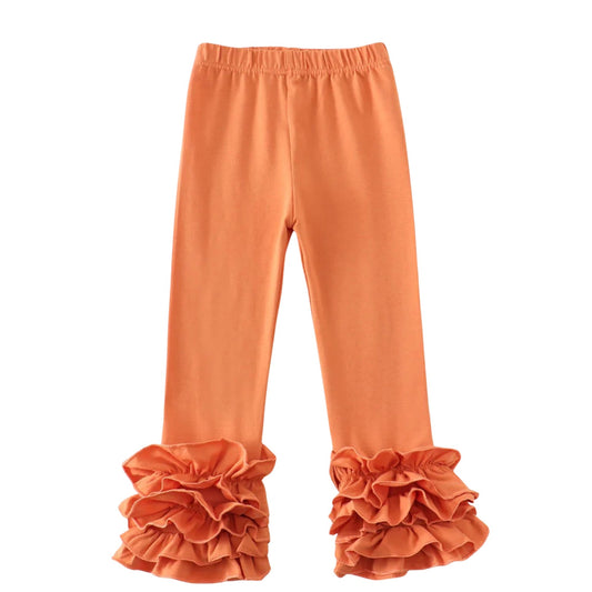Girl's Orange Ruffled Leggings - Tiny Tots Boutique