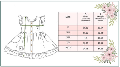 Girls Sky Blue & Pink Floral Pocket Ruffle Spring Dress - Tiny Tots Boutique