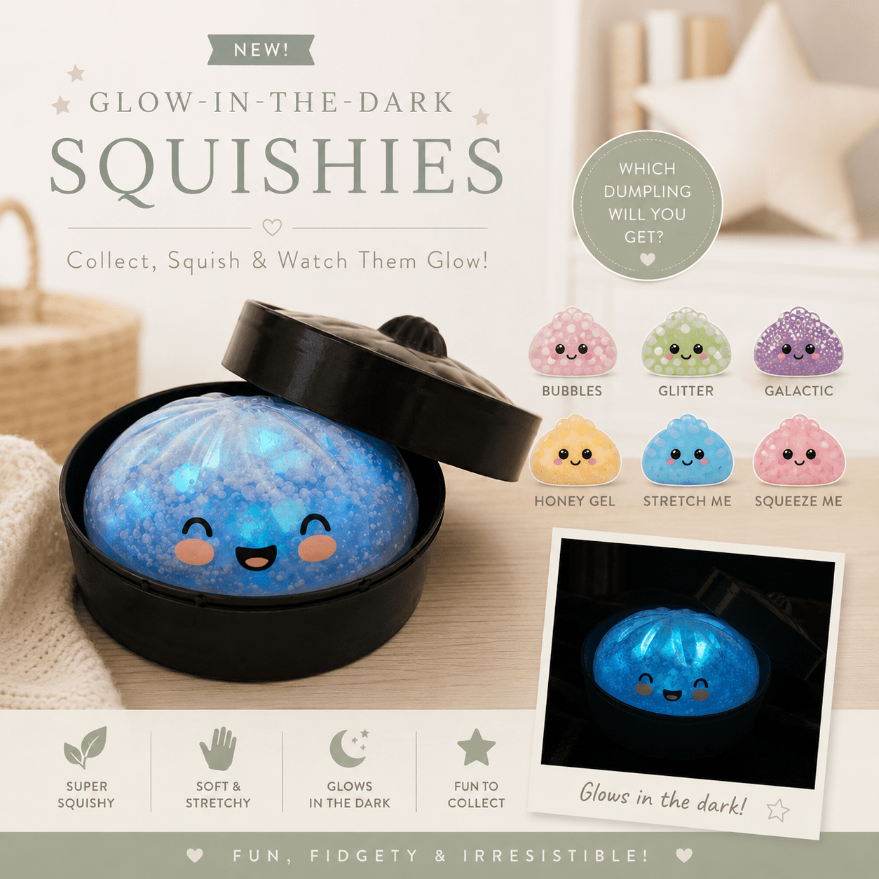Glow In Dark Mystery Dumpling Squishies - Tiny Tots Boutique