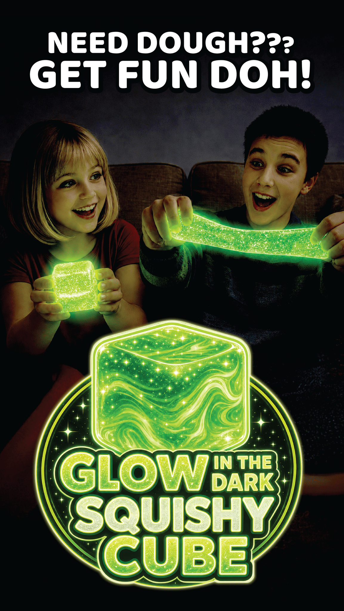 Glow in the Dark Squishy Sparkle Cube - Tiny Tots Boutique