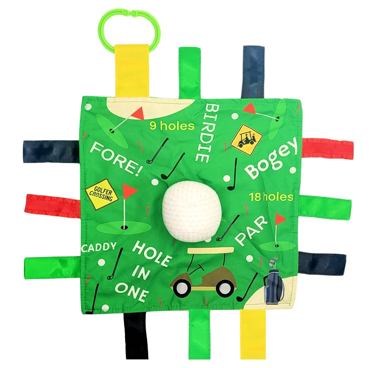 Golf Baby Learning Lovey Tag Stroller Toy 10" x 10" - Tiny Tots Boutique