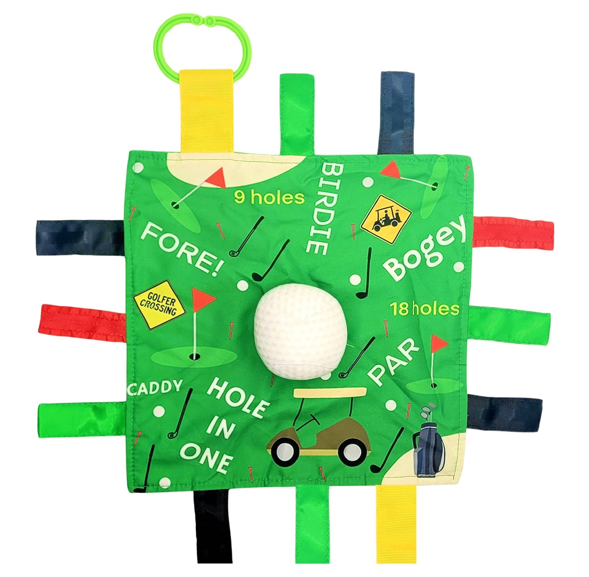 Golf Baby Learning Lovey Tag Stroller Toy 10" x 10" - Tiny Tots Boutique