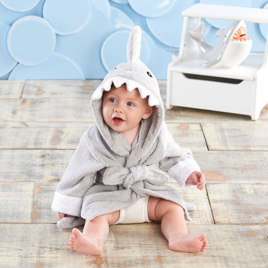 Gray Shark Hooded Baby Robe (personalization available) - Tiny Tots Boutique