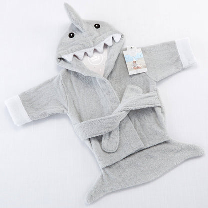 Gray Shark Hooded Baby Robe (personalization available) - Tiny Tots Boutique