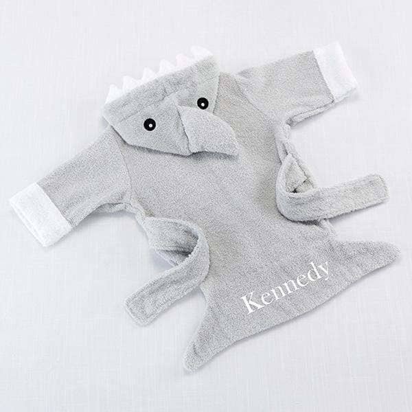 Gray Shark Hooded Baby Robe (personalization available) - Tiny Tots Boutique