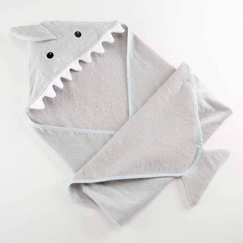 Gray Shark Hooded Baby Towel - (Personalization available) - Tiny Tots Boutique