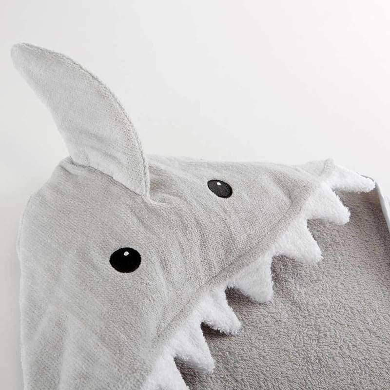 Gray Shark Hooded Baby Towel - (Personalization available) - Tiny Tots Boutique