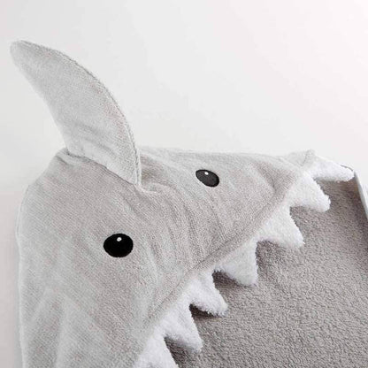 Gray Shark Hooded Baby Towel - (Personalization available) - Tiny Tots Boutique