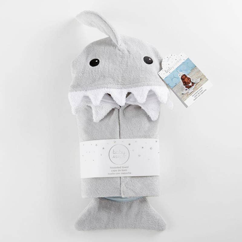 Gray Shark Hooded Baby Towel - (Personalization available) - Tiny Tots Boutique