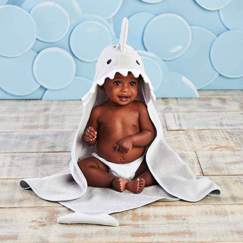 Gray Shark Hooded Baby Towel - (Personalization available) - Tiny Tots Boutique