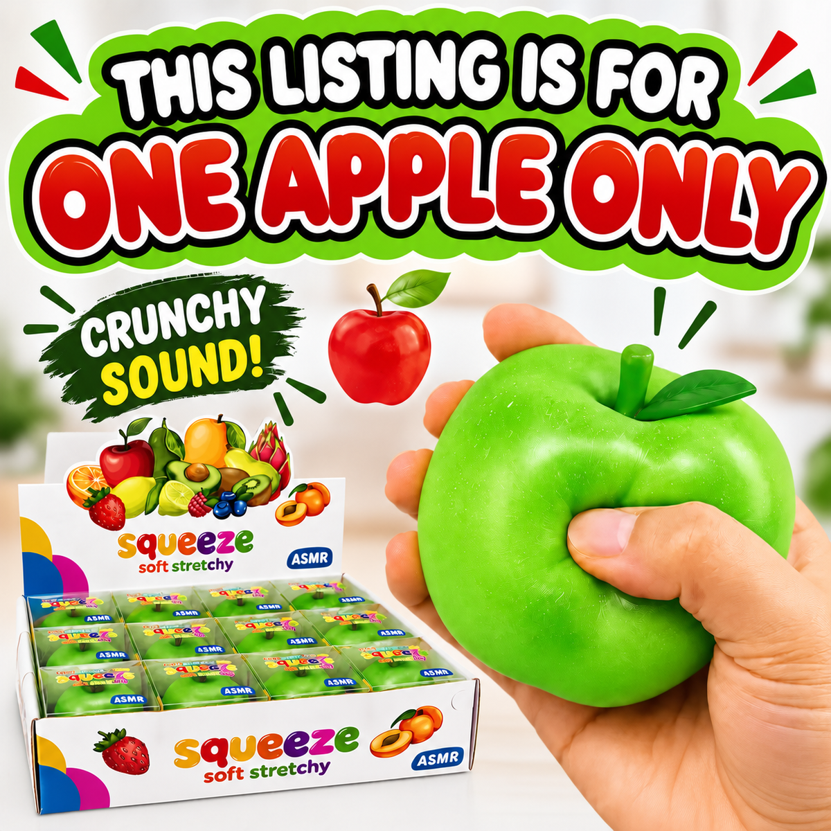 Green Crunchy Apple ASMR Squishy - Tiny Tots Boutique
