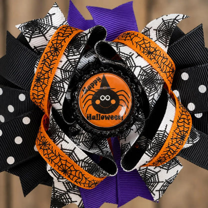 Halloween Hair Bow – Layered Boutique Design with Spider Center