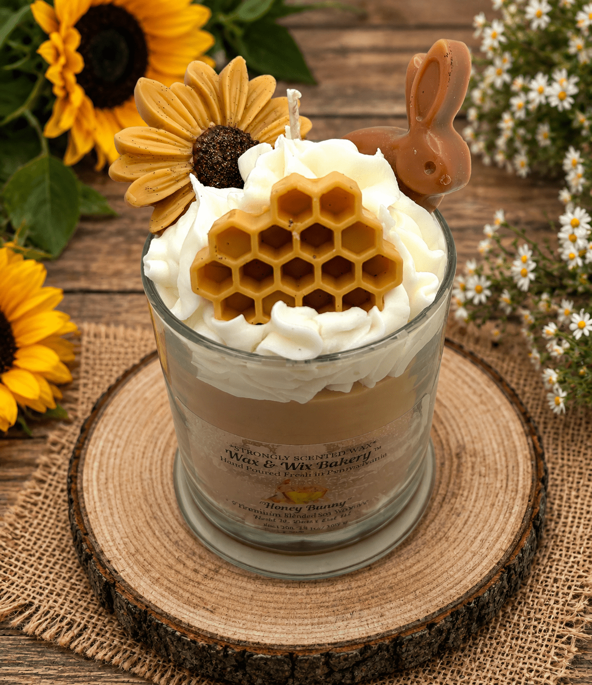 Honey Bunny Candle. 13 oz. Large Soy Dessert Candle - Tiny Tots Boutique