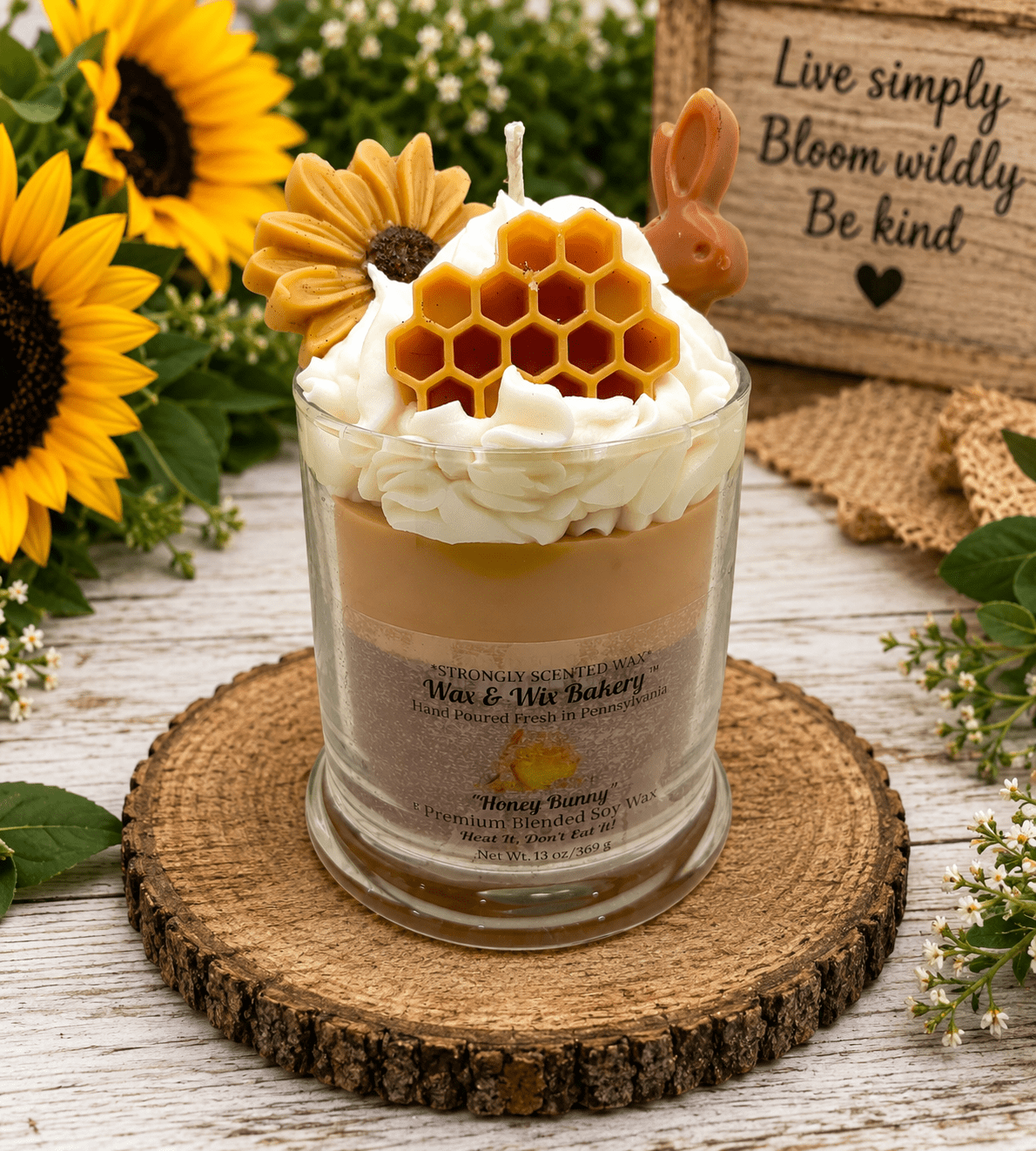 Honey Bunny Candle. 13 oz. Large Soy Dessert Candle - Tiny Tots Boutique