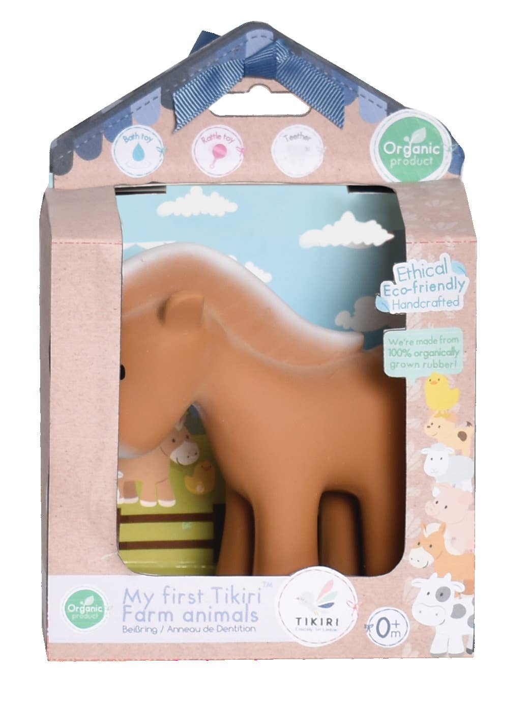 Horse Natural Organic Rubber Teether, Rattle & Bath Toy - Tiny Tots Boutique