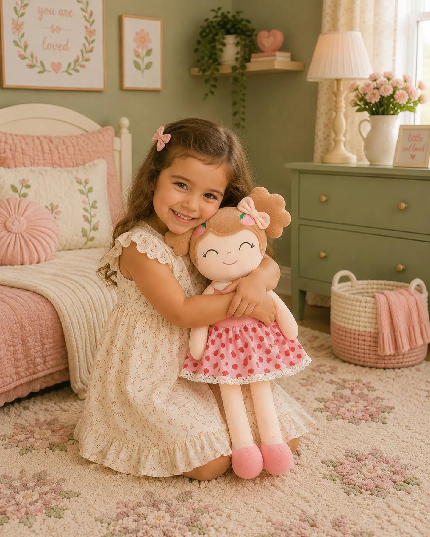 Personalized Plush Doll – Custom Name Keepsake Strawberry Dress