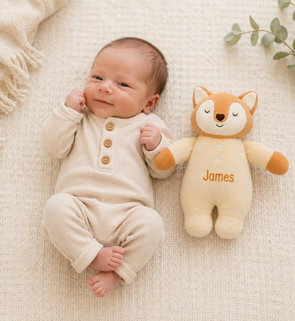 Personalized Fox Baby Rattle Plush Toy