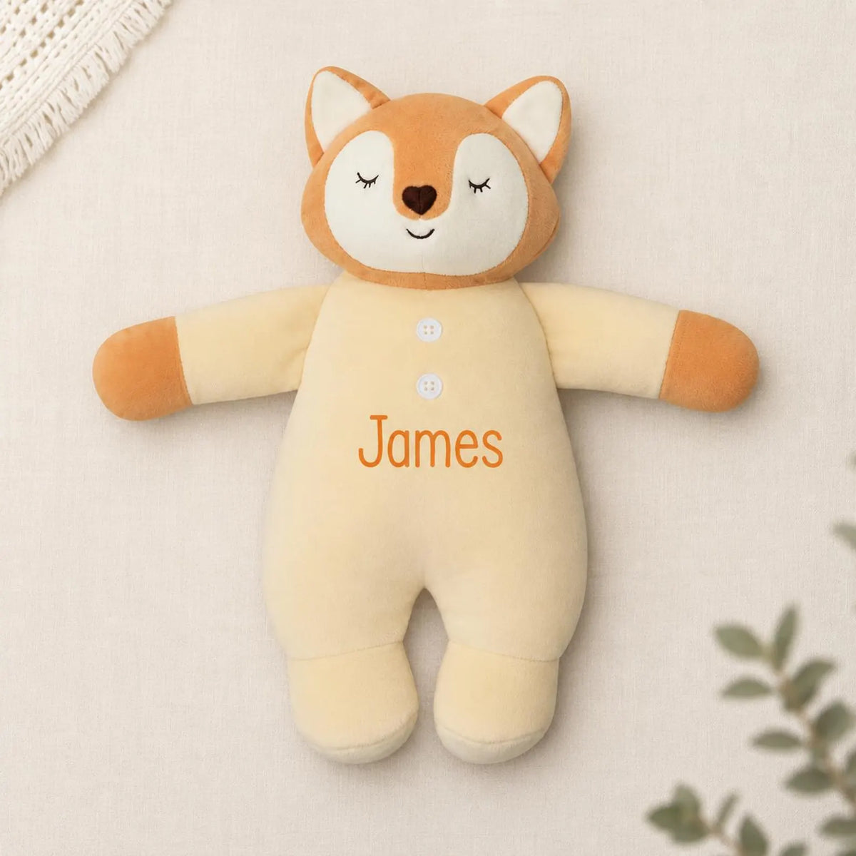 Personalized Fox Baby Rattle Plush Toy