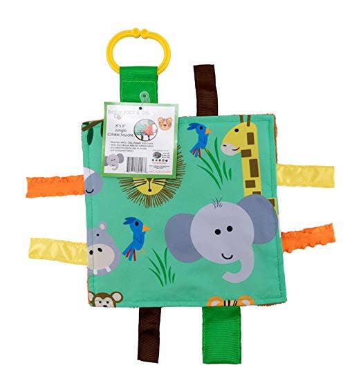 Jungle Zoo Crinkle Tag Square 8x8 Baby Teach @ Home Toy - Tiny Tots Boutique