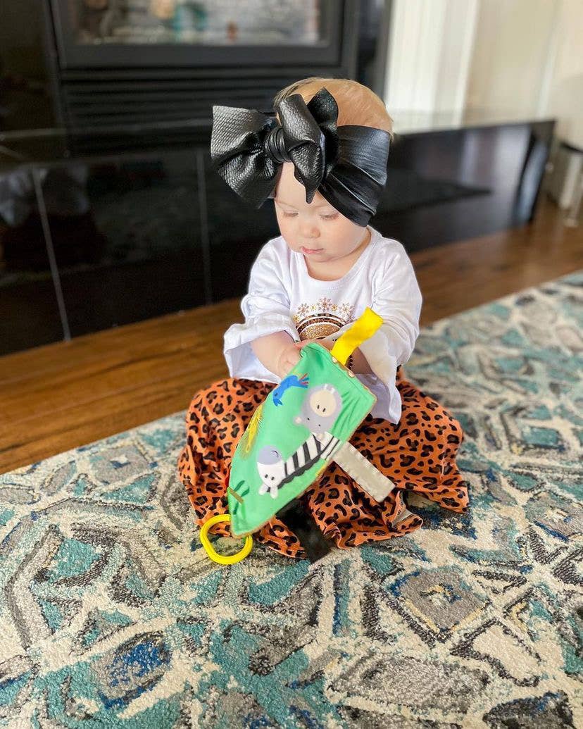 Jungle Zoo Crinkle Tag Square 8x8 Baby Teach @ Home Toy - Tiny Tots Boutique