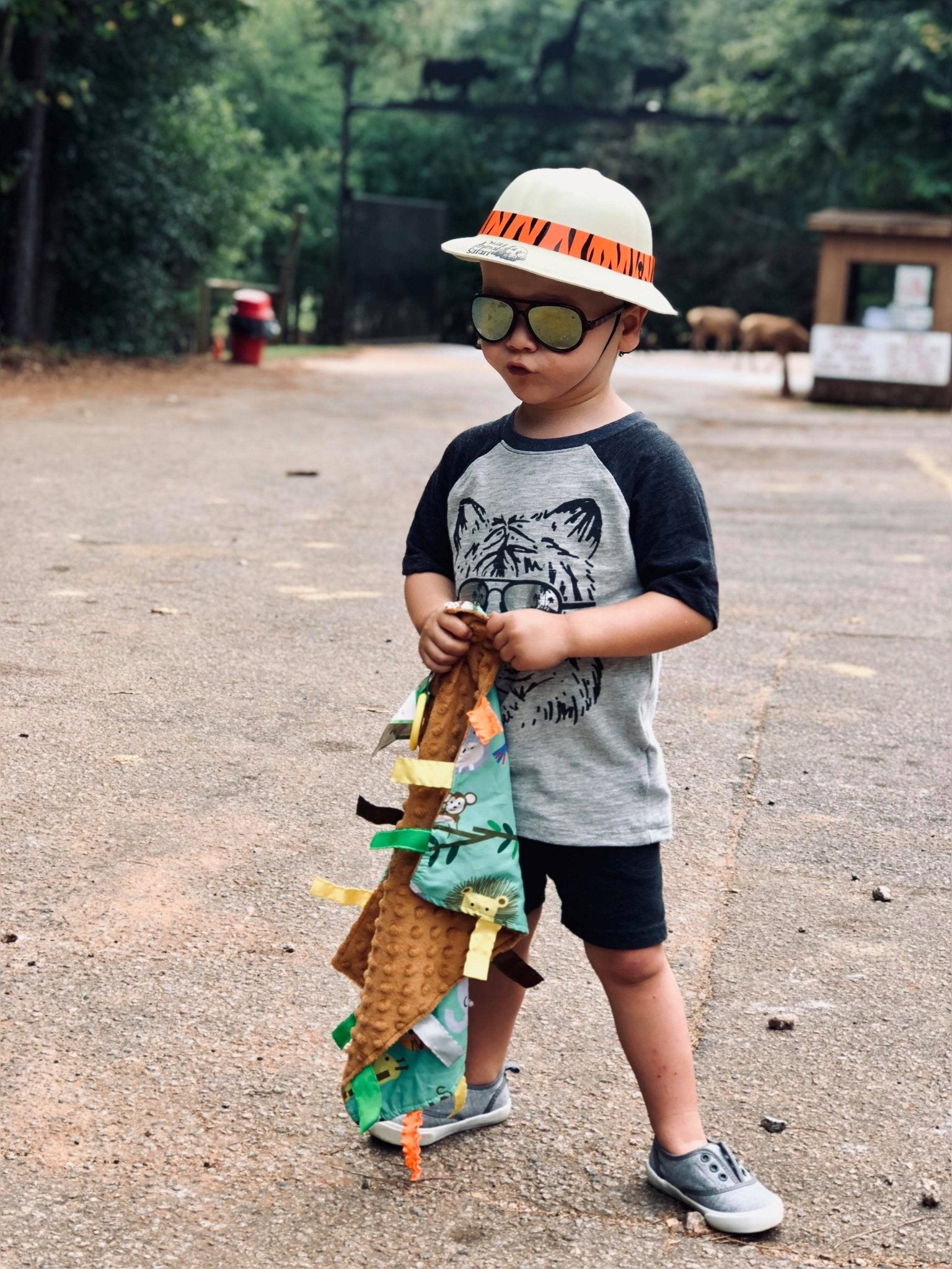 Jungle Zoo Crinkle Tag Square 8x8 Baby Teach @ Home Toy - Tiny Tots Boutique