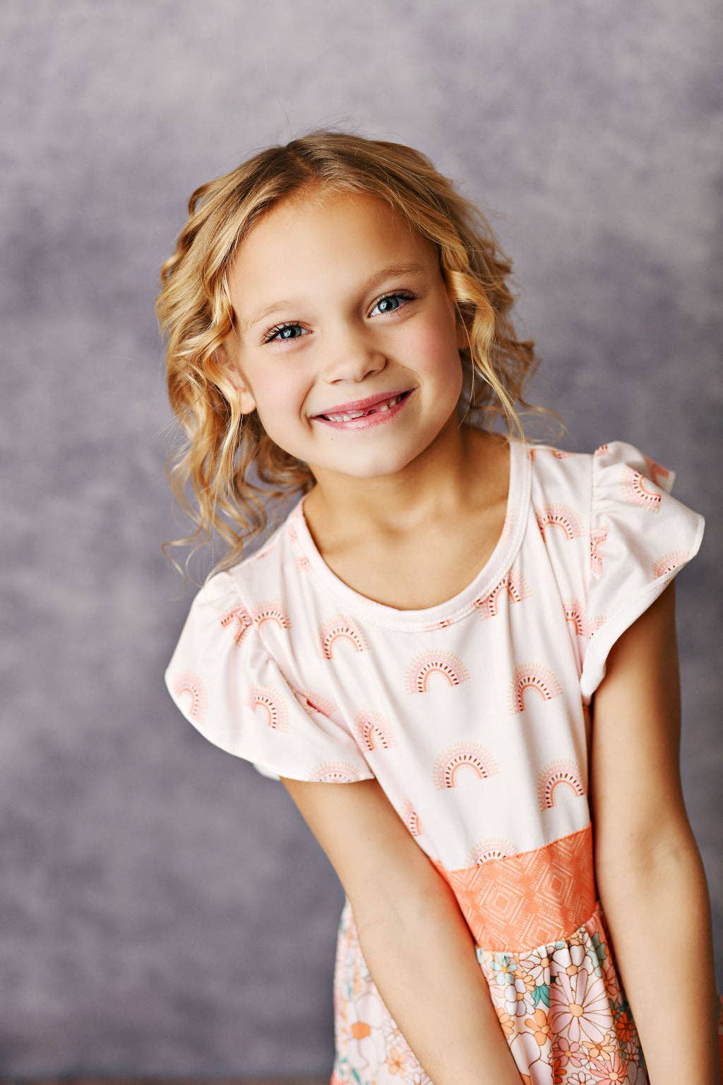 Kids Boho Floral & Rainbow Tiered Spring Summer Dress - Tiny Tots Boutique