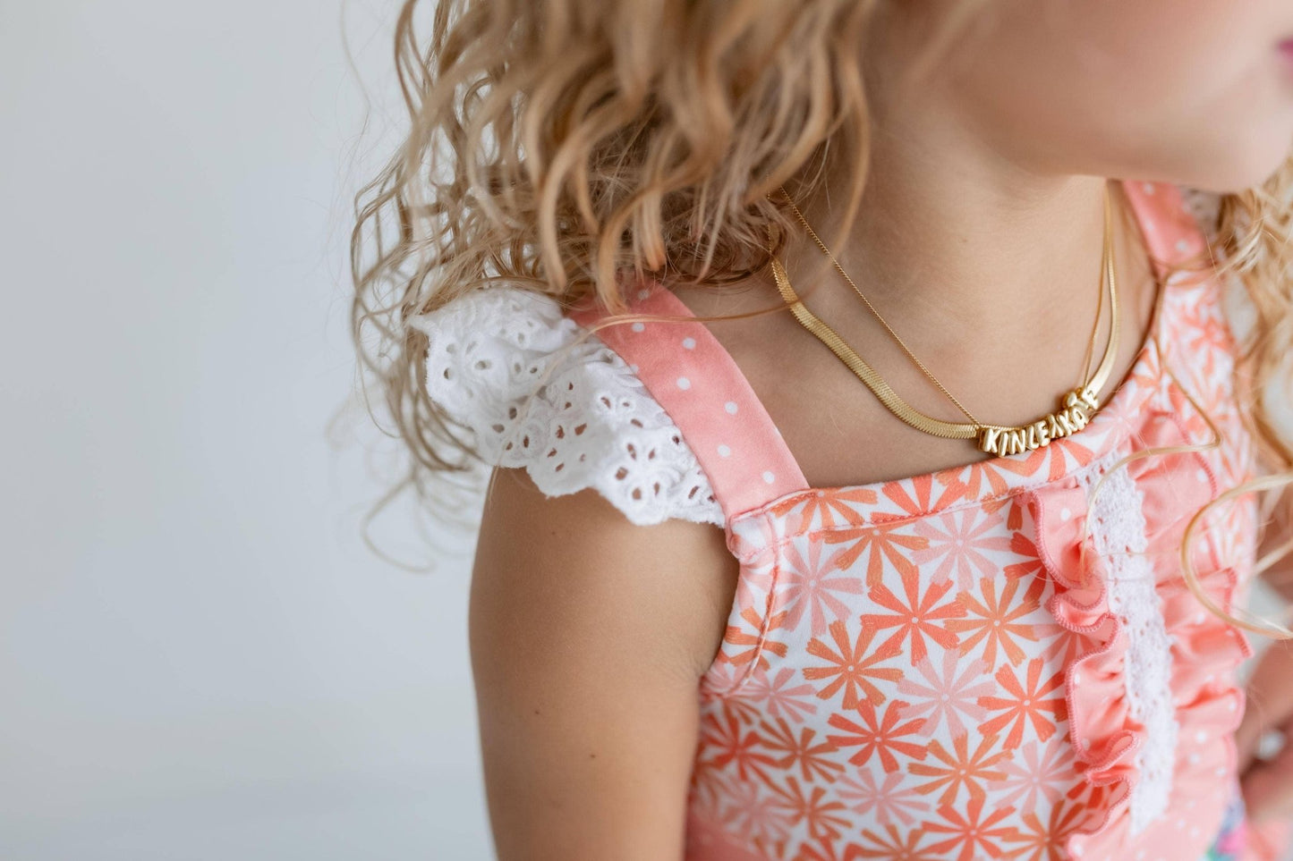 Kids Peach & Teal Floral Stripe Ruffle Lace Pocket Capri Set - Tiny Tots Boutique