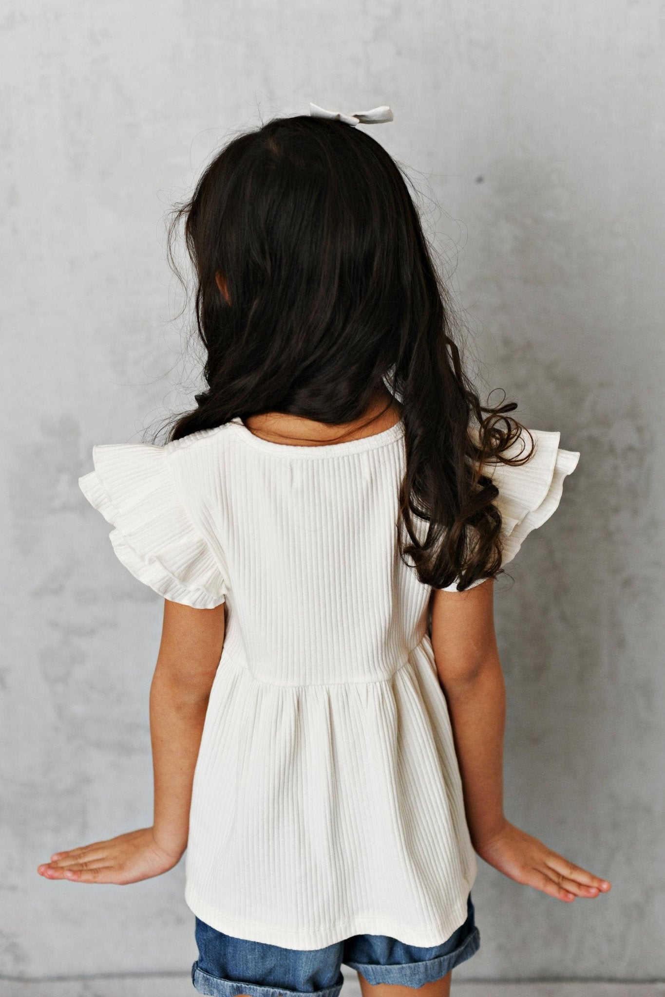 Kids White Double Ruffle Flutter Sleeve Spring Summer Shirt - Tiny Tots Boutique