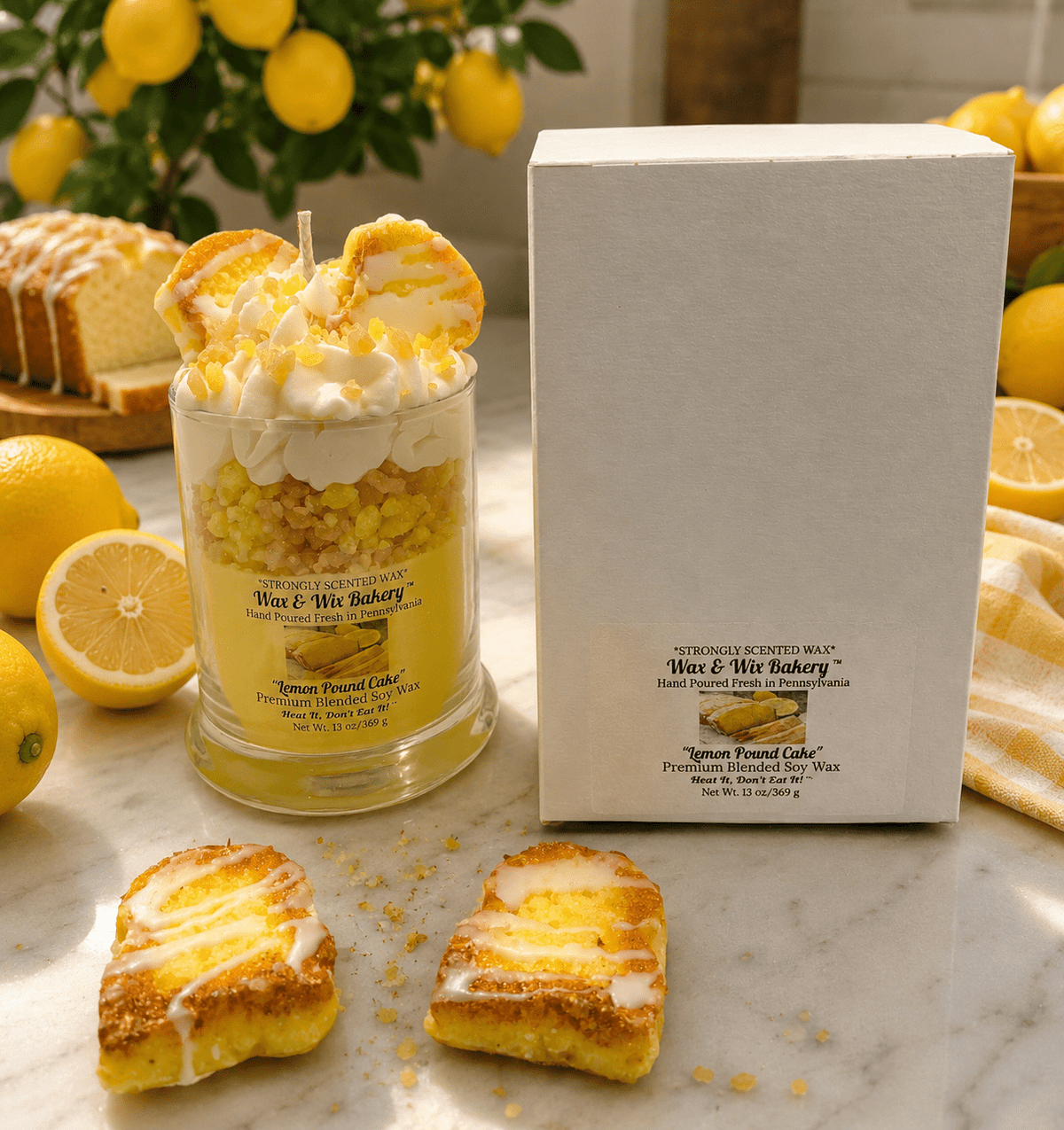 Lemon Pound Cake Candle.13 oz. Large Dessert Candle - Tiny Tots Boutique