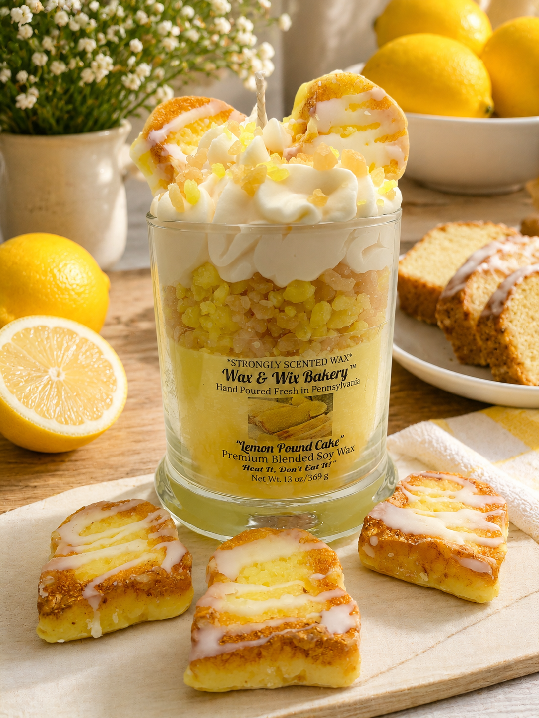 Lemon Pound Cake Candle.13 oz. Large Dessert Candle - Tiny Tots Boutique