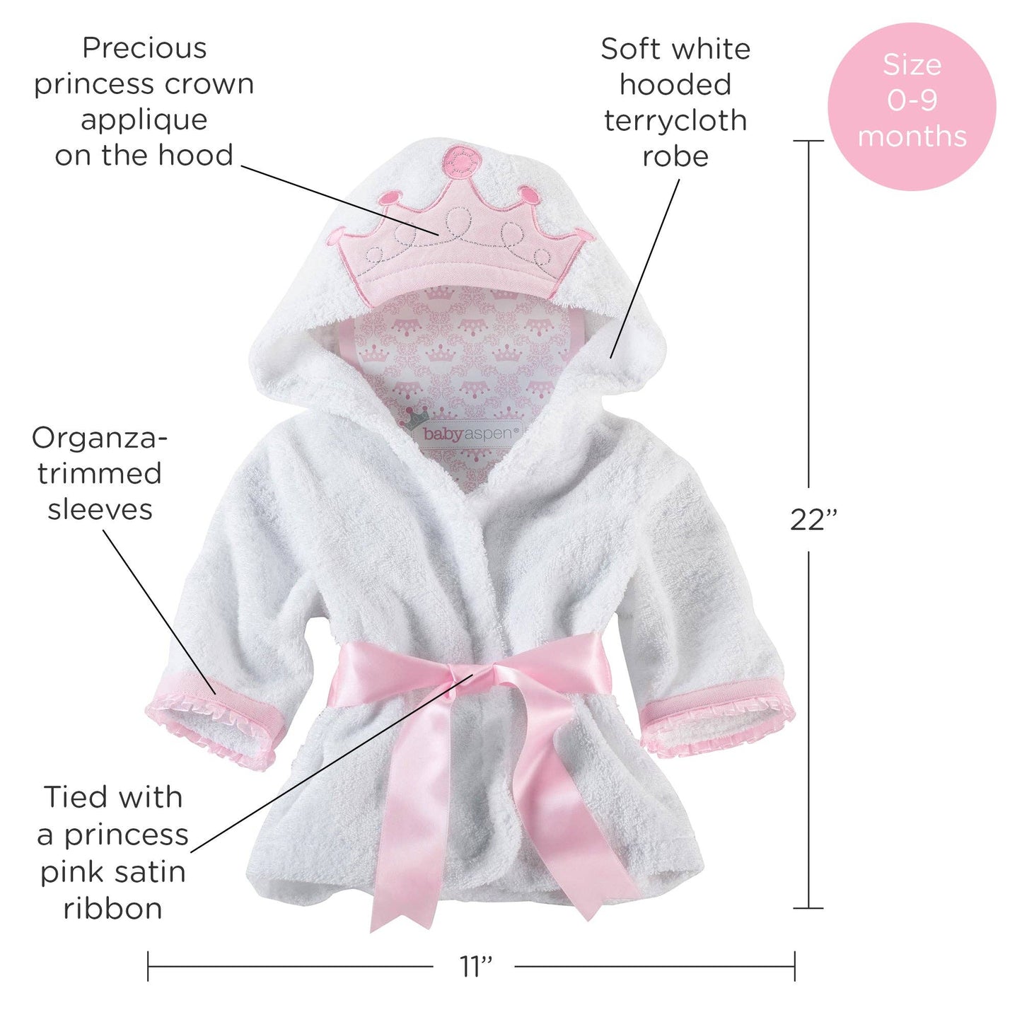 Little Princess Hooded Baby Robe (Personalization Available) - Tiny Tots Boutique