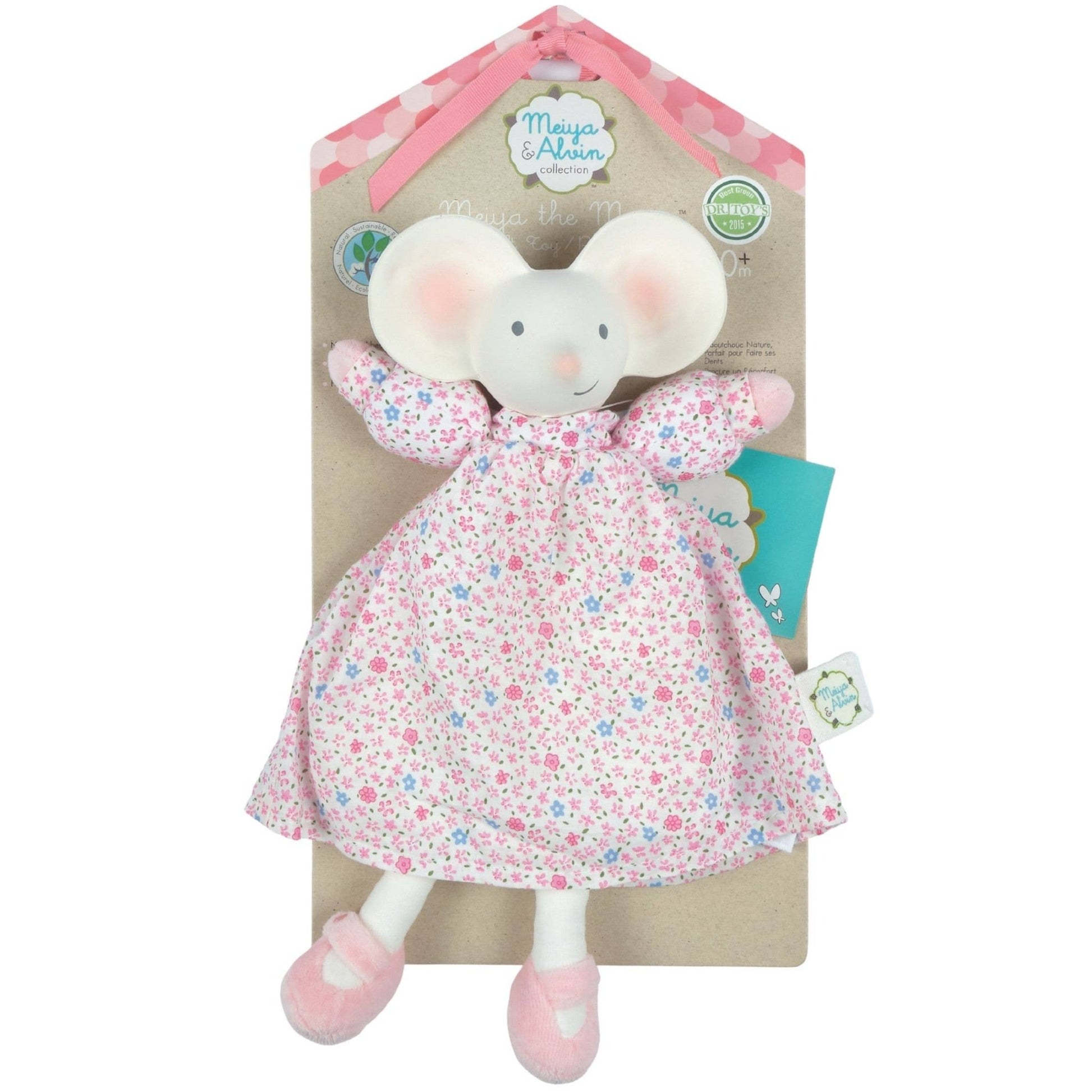 Meiya the Mouse Lovey with Rubber Head in Floral Dress - Tiny Tots Boutique