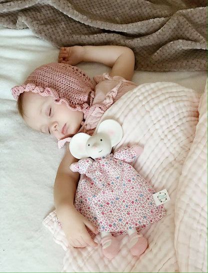 Meiya the Mouse Lovey with Rubber Head in Floral Dress - Tiny Tots Boutique