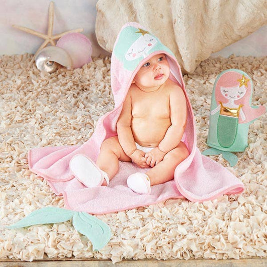 Mermaid 4 Piece Bath Baby Gift Set (Personalization available) - Tiny Tots Boutique