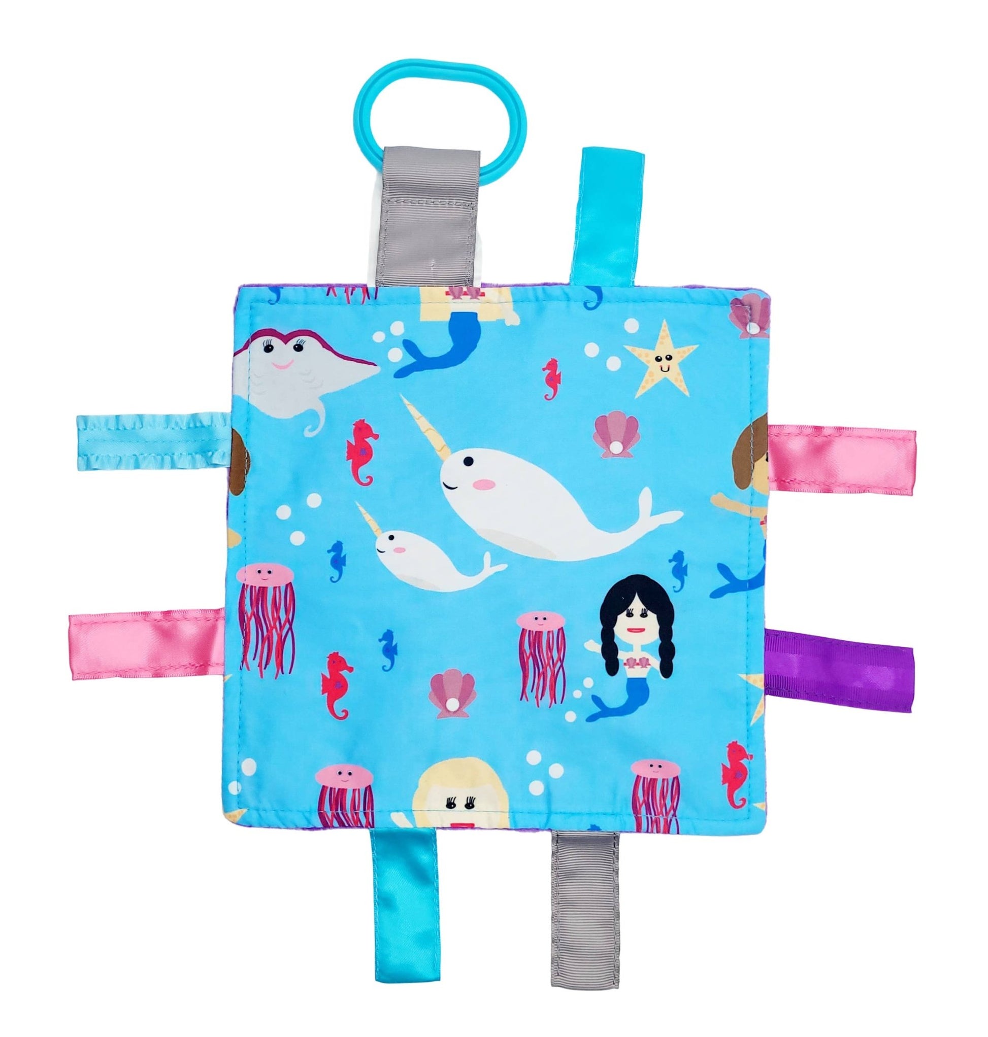 Mermaid Narwhal Crinkle Tag Square 8x8 Baby Teach @ Home Toy - Tiny Tots Boutique