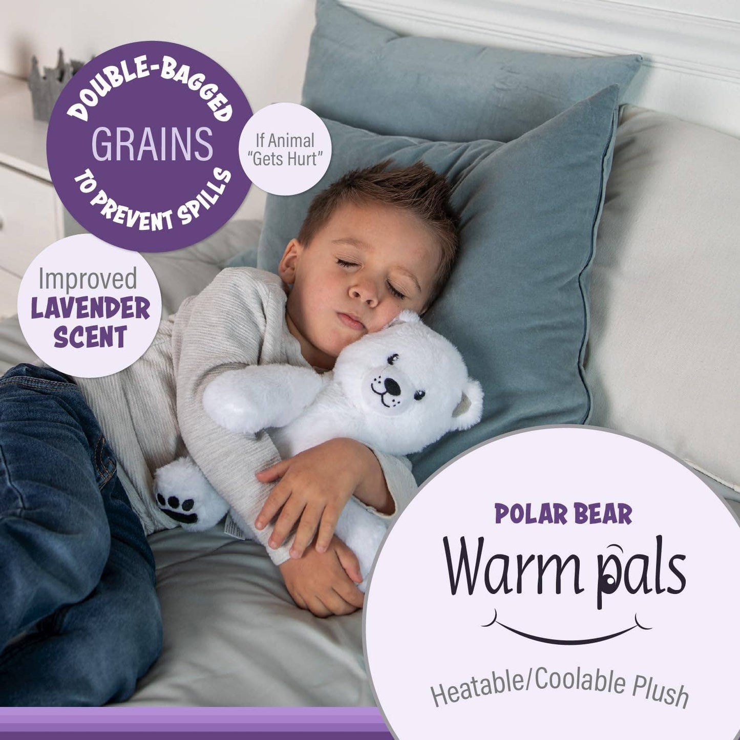 Microwaveable Stuffed Animal – Lavender Scented Heat & Cold Therapy Polar Bear - Tiny Tots Boutique