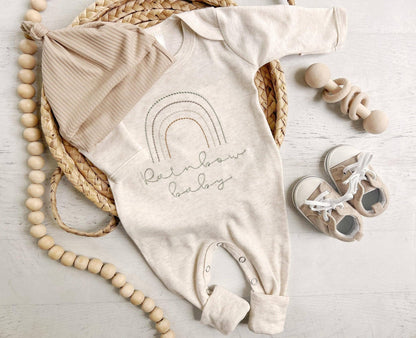 Neutral Tone Boho Rainbow Baby Outfit - Sweet Muted Rainbow - Tiny Tots Boutique
