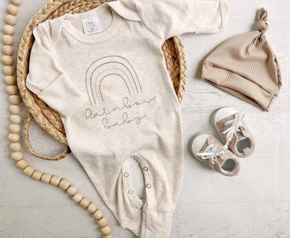 Neutral Tone Boho Rainbow Baby Outfit - Sweet Muted Rainbow - Tiny Tots Boutique