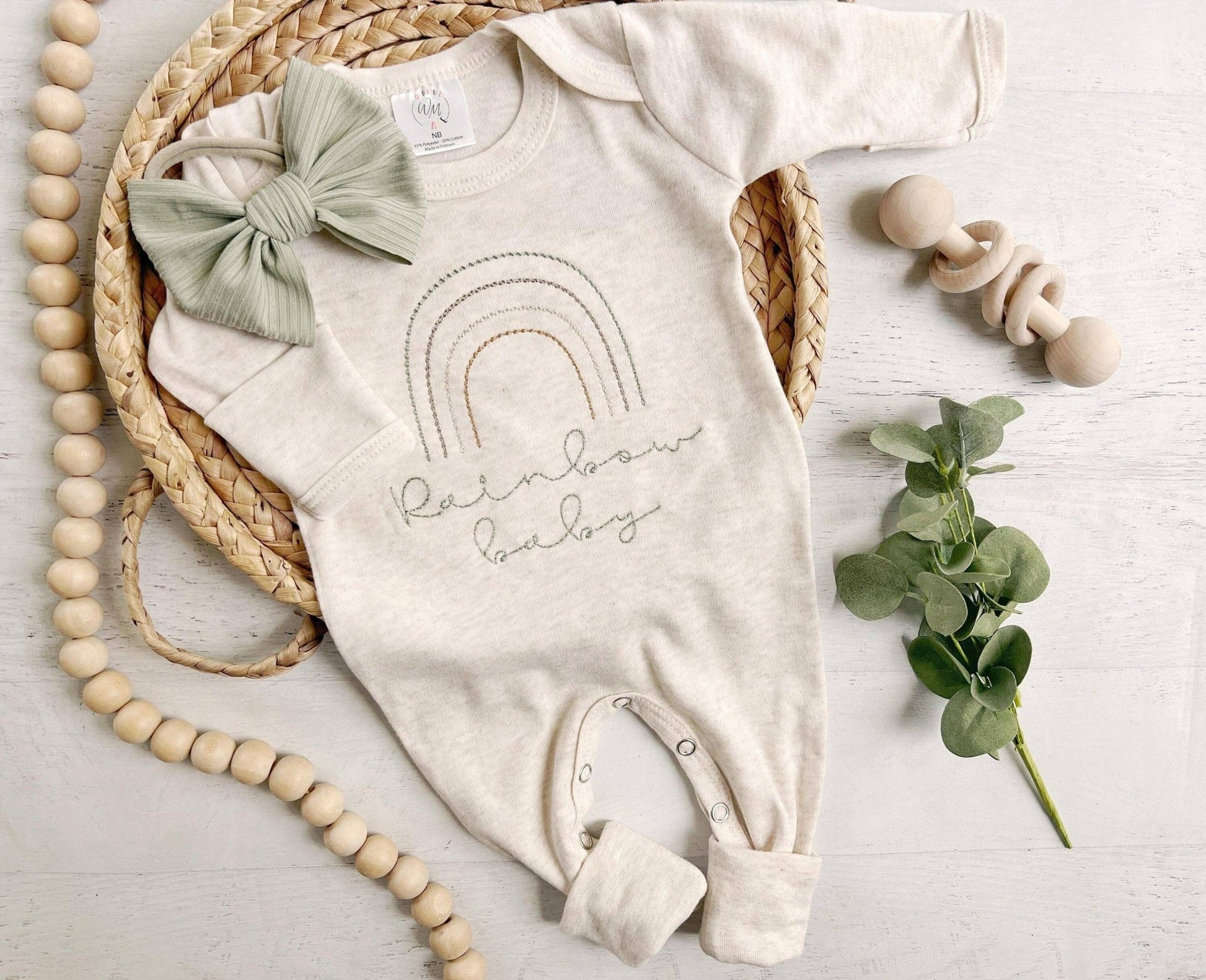 Neutral Tone Boho Rainbow Baby Outfit - Sweet Muted Rainbow - Tiny Tots Boutique