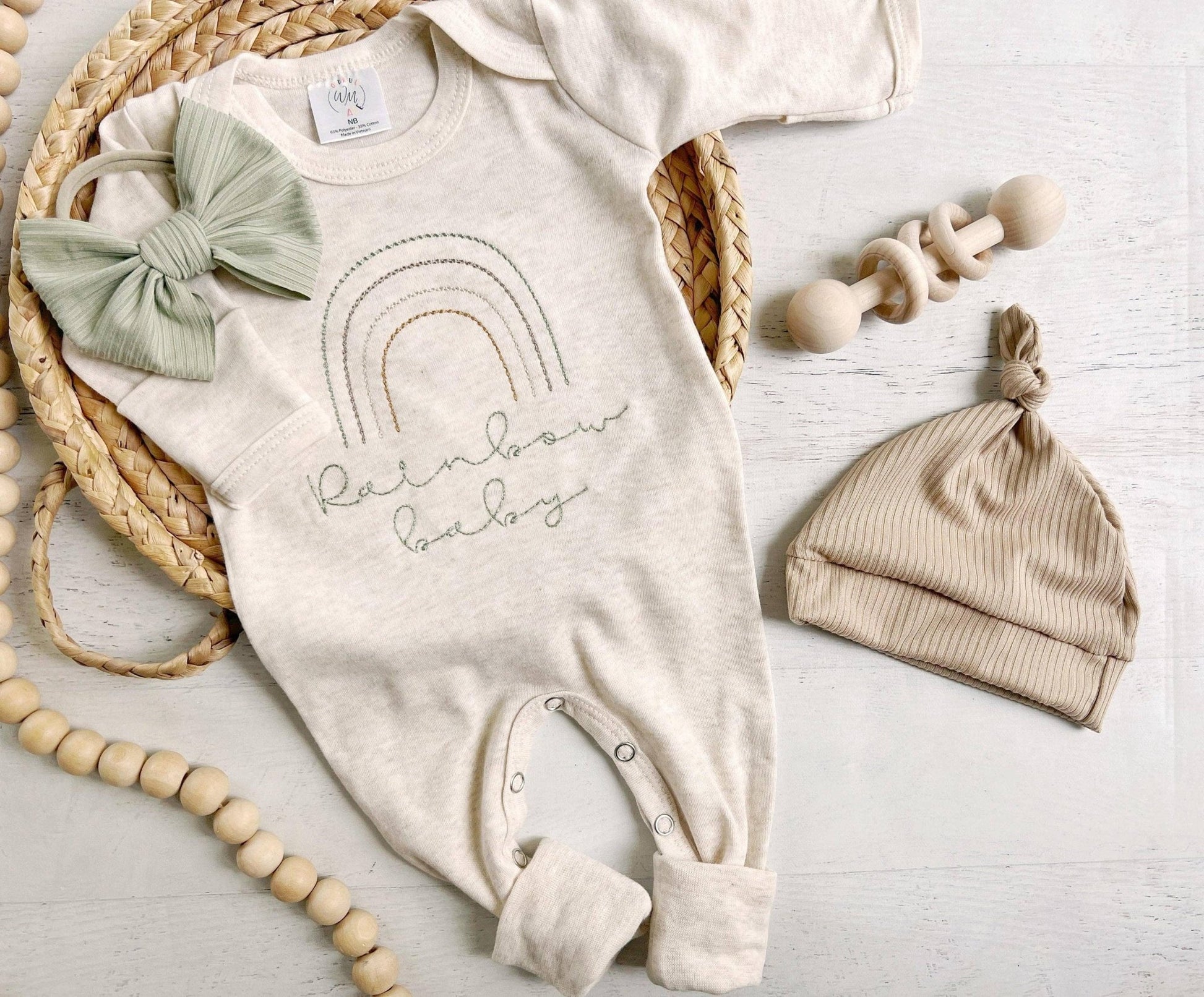 Neutral Tone Boho Rainbow Baby Outfit - Sweet Muted Rainbow - Tiny Tots Boutique